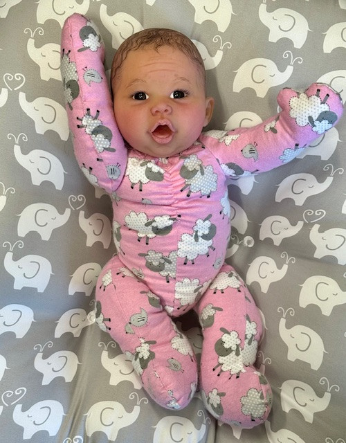 Colby Silicone Reborn CUDDLE BABY Ethnic Skin Tone by Ping Lau Ready to Go Pink Sheep  18"