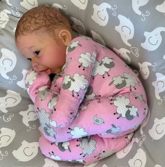 Colby Silicone Reborn CUDDLE BABY Ethnic Skin Tone by Ping Lau Ready to Go Pink Sheep  18"