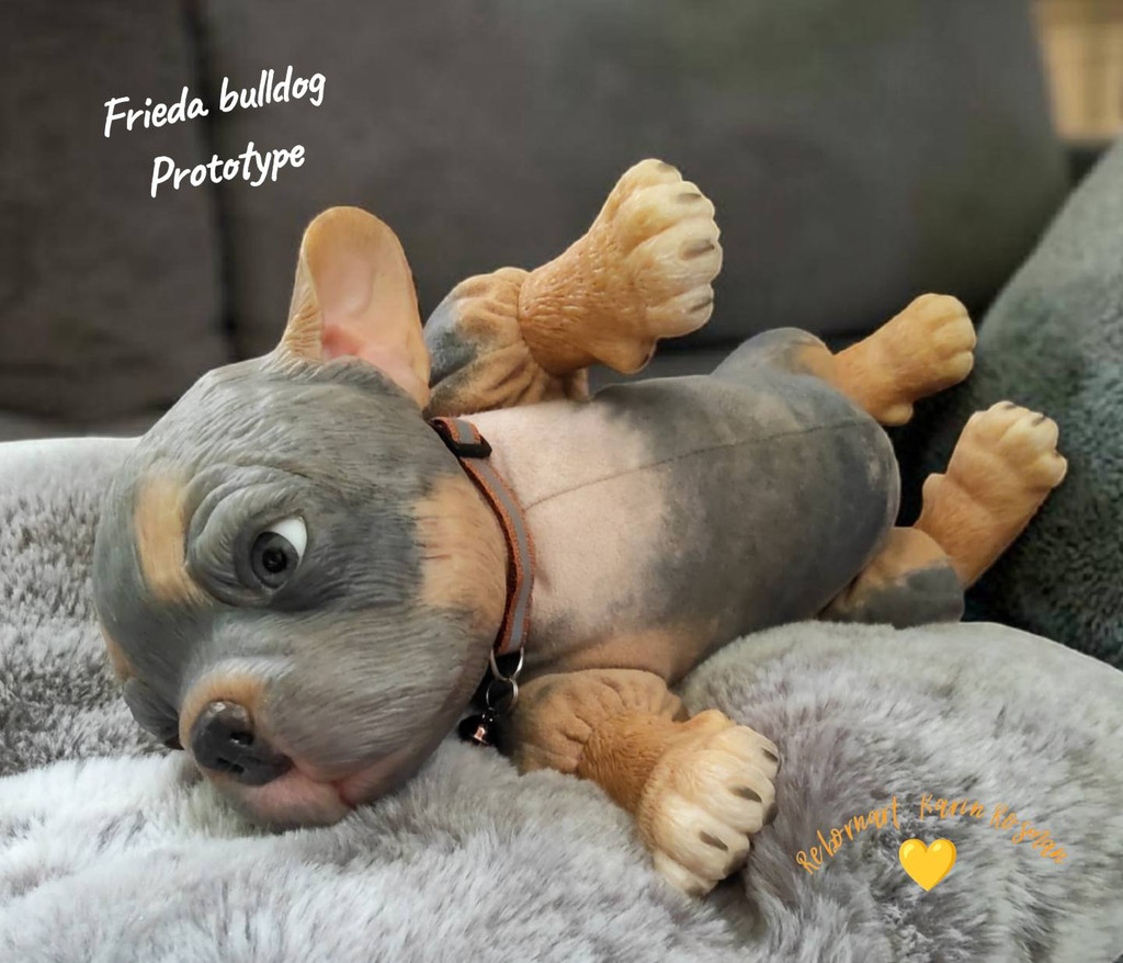 Freida the French Bull Dog Puppy Reborn Vinyl Doll Kit by Simon Laurens 16"