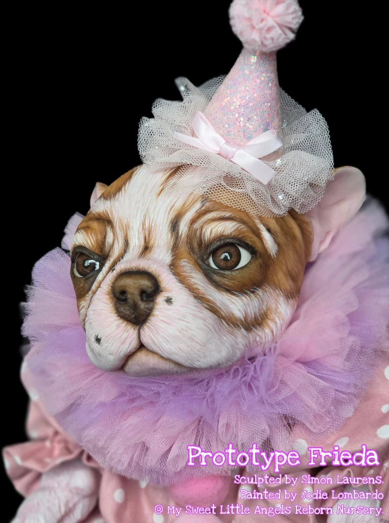 Freida the French Bull Dog Puppy Reborn Vinyl Doll Kit by Simon Laurens 16"