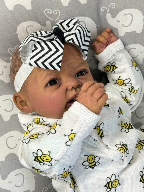 Saylor Silicone Reborn CUDDLE BABY Ethnic Skin Tone by Ping Lau Bumble Bees 18"