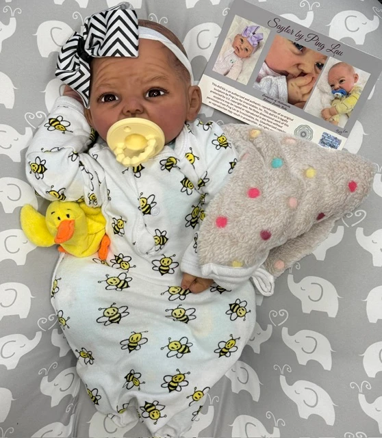 Saylor Silicone Reborn CUDDLE BABY Ethnic Skin Tone by Ping Lau Bumble Bees 18"