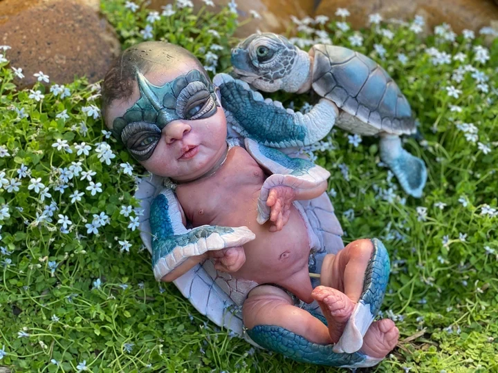 EKK Lei Luna Hybrid Human and Ancient Sea Turtle Reborn Vinyl Doll Kit by Cindy Musgrove 16"