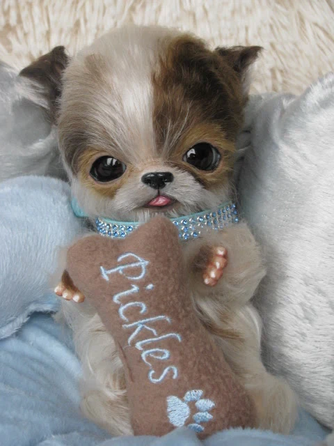 EKK Pickles Laying the Chihuahua Reborn Vinyl Doll Kit by Cindy Musgrove 8"