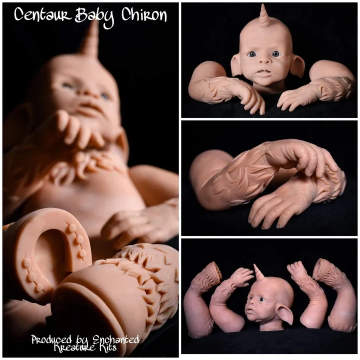 EKK  Chiron Reborn Vinyl Centauricorn, half centaur and half unicorn Doll Kit by Jodie Lombardo 21" 