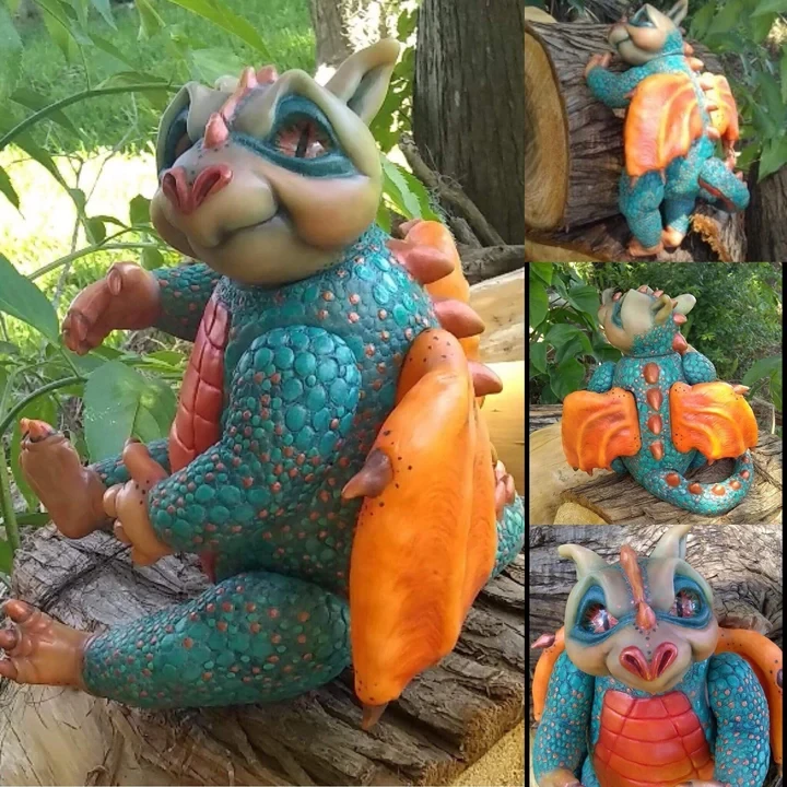 EKK  Hugo Reborn Vinyl Baby Dragon Doll Kit by Sarah Mellman 10"