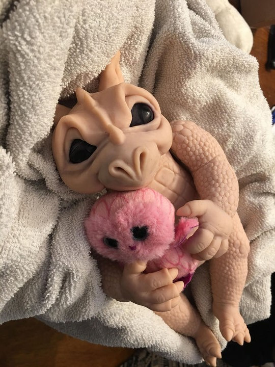 EKK  Hugo Reborn Vinyl Baby Dragon Doll Kit by Sarah Mellman 10"