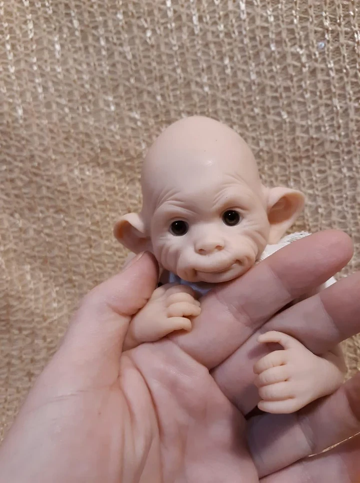 EKK Anna Banana Reborn Vinyl  Baby Chimp Doll Kit by Yulia Shaver 8"