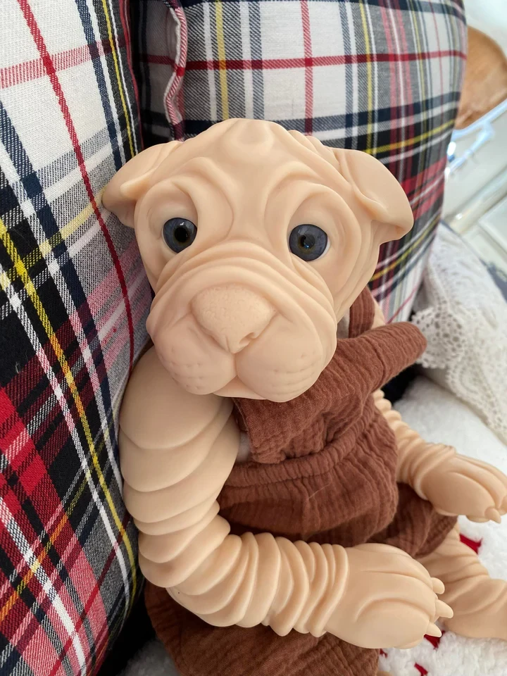 EKK Huckleberry the Shar-Pei Pup Reborn Vinyl Doll Kit by Jodie Lombardo 22"