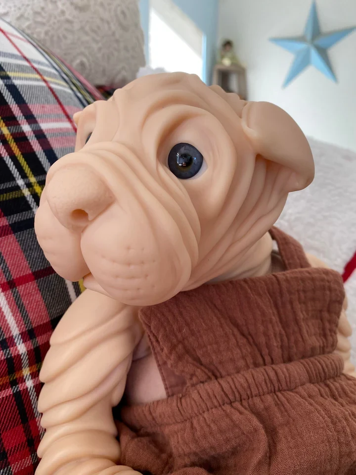EKK Huckleberry the Shar-Pei Pup Reborn Vinyl Doll Kit by Jodie Lombardo 22"