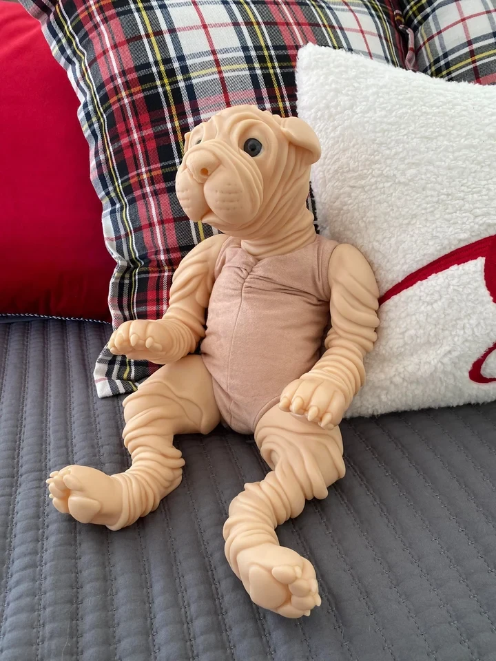 EKK Huckleberry the Shar-Pei Pup Reborn Vinyl Doll Kit by Jodie Lombardo 22"