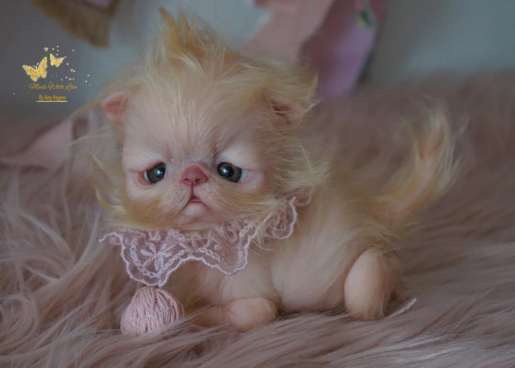 EKK Periwinkle the Kitten Laying Reborn Vinyl Doll Kit by Cindy Musgrove 8"