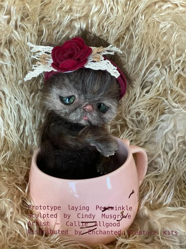 EKK Periwinkle the Kitten Sitting Reborn Vinyl Doll Kit by Cindy Musgrove 6"