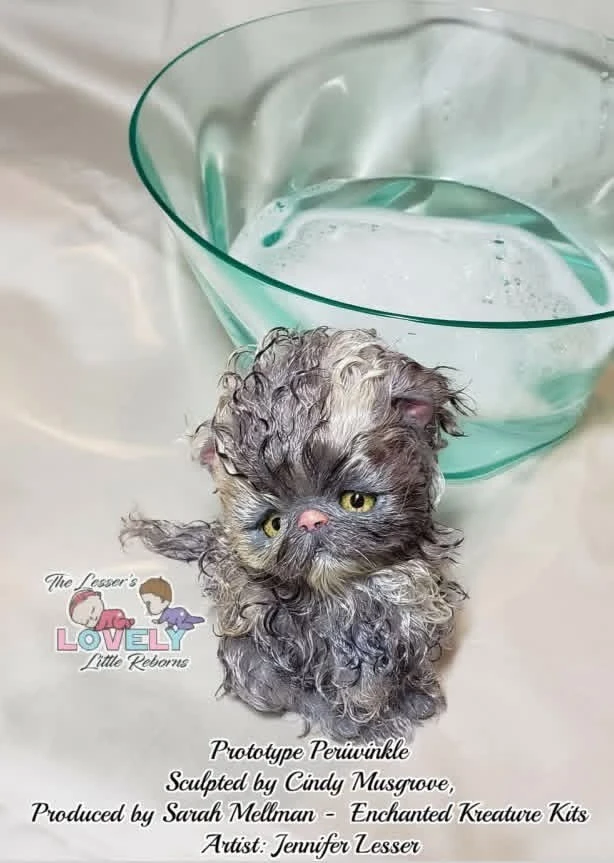 EKK Periwinkle the Kitten Sitting Reborn Vinyl Doll Kit by Cindy Musgrove 6"