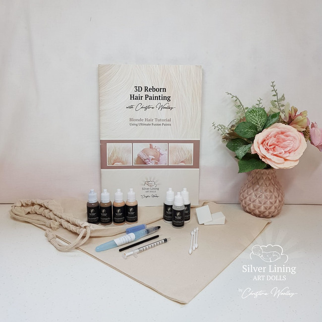 Blonde Hair Tutorial Set for 3-D Reborn Hair Painting by Christine Woolley