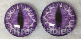 Fantasy Glass Cabochon Hand Printed Eyes Flat Back Purple 4F