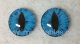Fantasy Glass Cabochon Hand Printed Eyes Flat Back Turquoise 11D