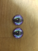 Fantasy Glass Cabochon Hand Printed Eyes Flat Back Black Purple 18 MM