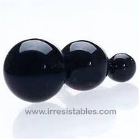All Black Glass Cabochon Fantasy Eyes Button Style Flat Back