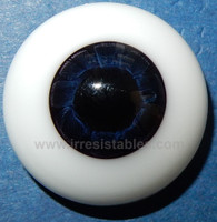 German Glass Eyes: Solid Half Round Flat Back Black Blue #32451