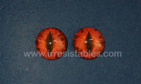 Fantasy Glass Cabochon Hand Printed Eyes Flat Back Red Burst 18 MM