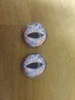 Fantasy Glass Cabochon Hand Printed Eyes Flat Back Blue Red 18 MM