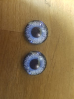 Fantasy Glass Cabochon Hand Printed Eyes Flat Back Black blue burst 20 MM