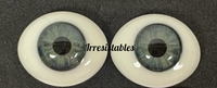 Glass Eyes: Solid Half Oval Flat Green Grey