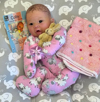 Colby Silicone Reborn CUDDLE BABY Ethnic Skin Tone by Ping Lau Ready to Go Pink Sheep  18"