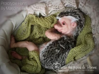 EKK Hans Reborn Vinyl Hedgehog Doll Kit by Marjoline Barge 10"
