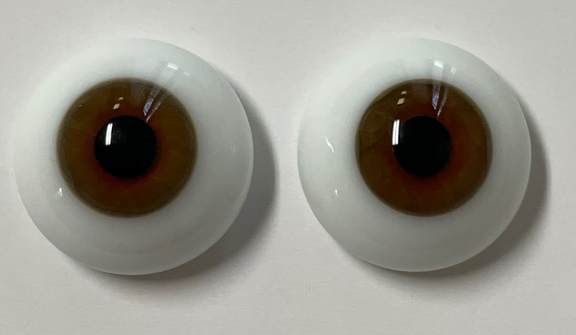 24mm Half Round Real Life Glass Eyes - Dark Brown