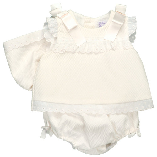 Cream A-line designed dress with lining and lace 1M Dulce de Fresa -  Irresistables