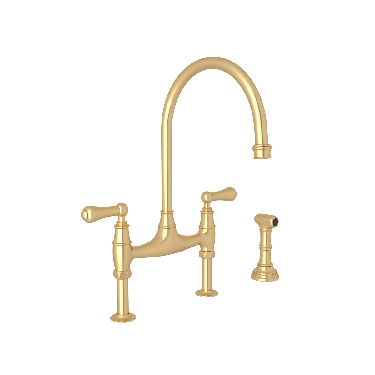 Perrin & Rowe Era Bridge Kitchen Faucet with Sidespray Satin