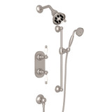 Arcana Thermostatic Shower Package - Satin Nickel with Ornate White Porcelain Lever Handle | Model Number: ACKIT50EOP-STN - Product Knockout