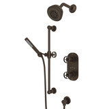 Campo Thermostatic Shower Package - Tuscan Brass with Industrial Metal Wheel Handle | Model Number: CMKIT50IW-TCB - Product Knockout