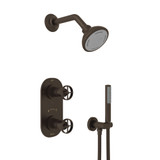 Campo Thermostatic Shower Package - Tuscan Brass with Industrial Metal Wheel Handle | Model Number: CMKIT55IW-TCB - Product Knockout