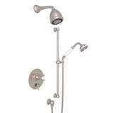 Edwardian Pressure Balance Shower Package - Satin Nickel with Cross Handle | Model Number: U.KIT240NX-STN - Product Knockout