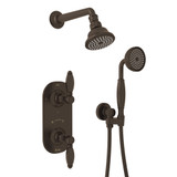 Hex Thermostatic Shower Package - Tuscan Brass with Metal Lever Handle | Model Number: AKIT55ELH-TCB - Product Knockout