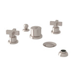 Pirellone 5-Hole Bidet Faucet - Satin Nickel with Cross Handle | Model Number: BA595X-STN - Product Knockout