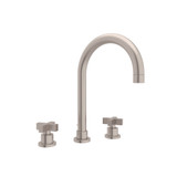 Pirellone C-Spout Widespread Bathroom Faucet - Satin Nickel with Cross Handle | Model Number: BA106X-STN-2 - Product Knockout