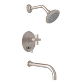 Pirellone Pressure Balance Shower Package - Satin NIckel with Cross Handle | Model Number: MODKIT350NX-STN - Product Knockout