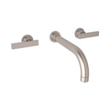 Pirellone Wall Mount Widespread Bathroom Faucet - Satin Nickel with Metal Lever Handle | Model Number: BA351L-STN/TO-2 - Product Knockout