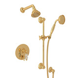 Pressure Balance Shower Package - Italian Brass with Crystal Metal Lever Handle | Model Number: AKIT300ENLC-IB - Product Knockout