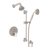 Pressure Balance Shower Package - Satin Nickel with White Porcelain Lever Handle | Model Number: AKIT300ENLP-STN - Product Knockout