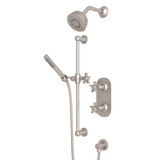San Giovanni Thermostatic Shower Package - Satin Nickel with Five Spoke Cross Handle | Model Number: SGKIT50X-STN - Product Knockout