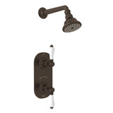 Thermostatic Shower Package - Tuscan Brass with White Porcelain Lever Handle | Model Number: AKIT51ELP-TCB - Product Knockout