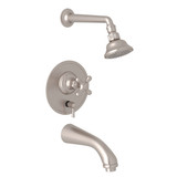 Verona Pressure Balance Shower Package - Satin Nickel with Cross Handle | Model Number: RBKIT80ENXM-STN - Product Knockout