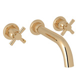 Holborn Wall Mount 3-Hole Tubular Spout Tub Set - English Gold with Cross Handle | Model Number: U.3332X-EG/TO - Product Knockout