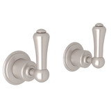 Georgian Era 3/4 Inch Wall Valves Pair - Satin Nickel with Metal Lever Handle | Model Number: U.3772LS-STN - Product Knockout