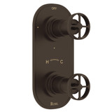 Campo 1/2 Inch Thermostatic and Diverter Control Trim - Tuscan Brass with Industrial Metal Wheel Handle | Model Number: A4464IWTCB - Product Knockout